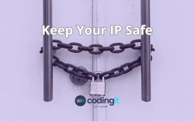 Chain and padlock symbolizing intellectual property protection with the text “Keep Your IP Safe” and the CodingIT logo below