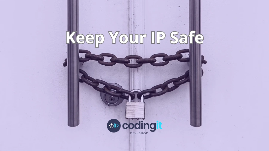 Chain and padlock symbolizing intellectual property protection with the text “Keep Your IP Safe” and the CodingIT logo below