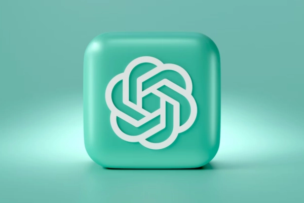 3D icon with the OpenAI logo on a teal background