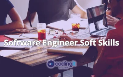 Close-up of a team working together with the text “Software Engineer Soft Skills” and CodingIT’s logo