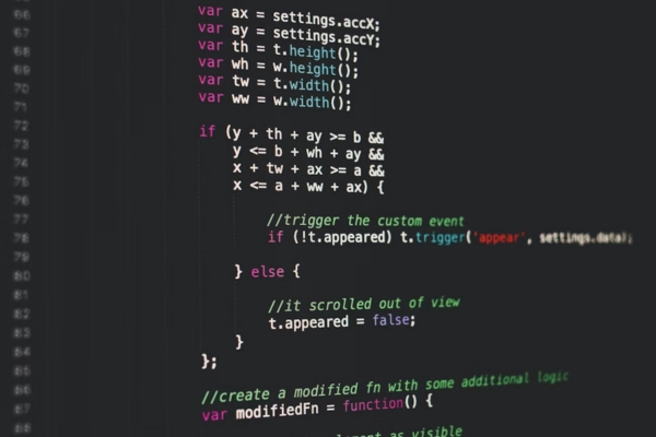 Lines of JavaScript code displayed on a computer screen